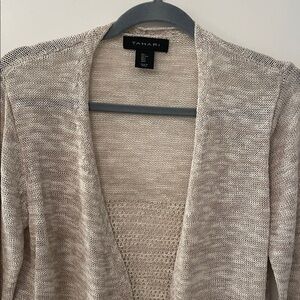Tahari Women's Beige open Cardigan/Linen and cotton